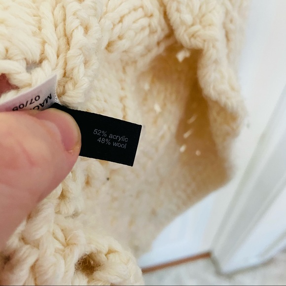 THE LIMITED cream knit open front crochet wool blend sweater size medium - Picture 6 of 6